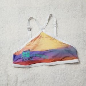 Aerie White W/Print Bikini Top